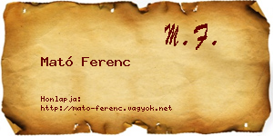 Mató Ferenc névjegykártya